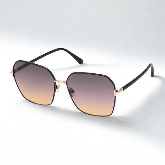 Tom Ford FT0839 01B Women Square Sunglasses 62mm Rose Gold Black